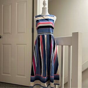 Kate Spade Multi Stripe A-Line Midi Dress